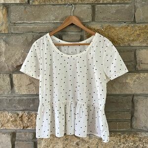 Melrose and Market White Short Sleeve Peplum Top Size  Large